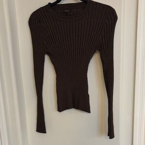 Quince Dark Brown Ribbed Long Sleeve Tee
